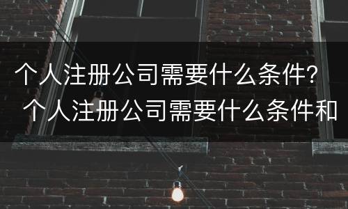 个人注册公司需要什么条件？ 个人注册公司需要什么条件和资质