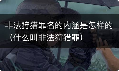 非法狩猎罪名的内涵是怎样的（什么叫非法狩猎罪）