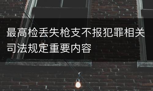 最高检丢失枪支不报犯罪相关司法规定重要内容