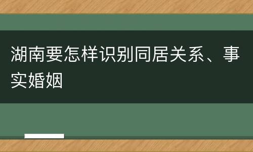 湖南要怎样识别同居关系、事实婚姻