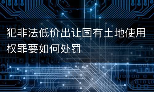 犯非法低价出让国有土地使用权罪要如何处罚