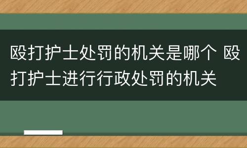 殴打护士处罚的机关是哪个 殴打护士进行行政处罚的机关