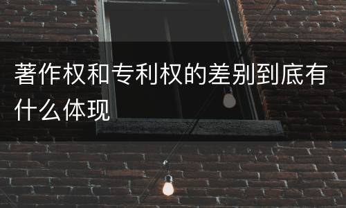 著作权和专利权的差别到底有什么体现