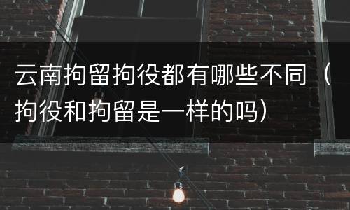 云南拘留拘役都有哪些不同（拘役和拘留是一样的吗）