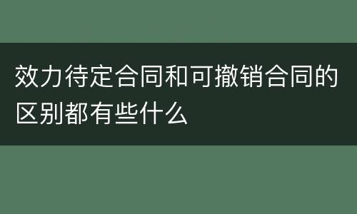 效力待定合同和可撤销合同的区别都有些什么