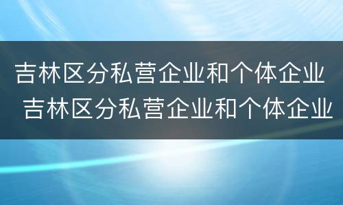 吉林区分私营企业和个体企业 吉林区分私营企业和个体企业吗