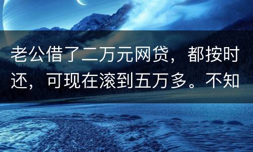 老公借了二万元网贷，都按时还，可现在滚到五万多。不知道怎么办
