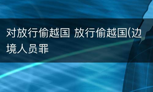对放行偷越国 放行偷越国(边境人员罪