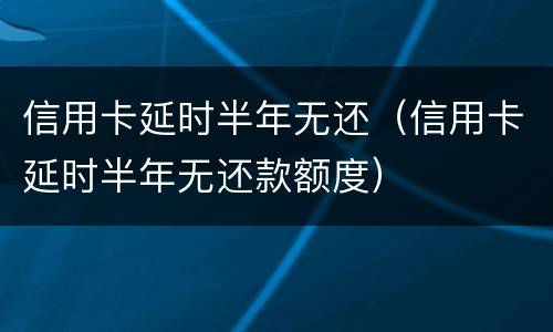 信用卡延时半年无还（信用卡延时半年无还款额度）
