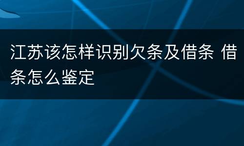 江苏该怎样识别欠条及借条 借条怎么鉴定
