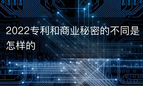 2022专利和商业秘密的不同是怎样的
