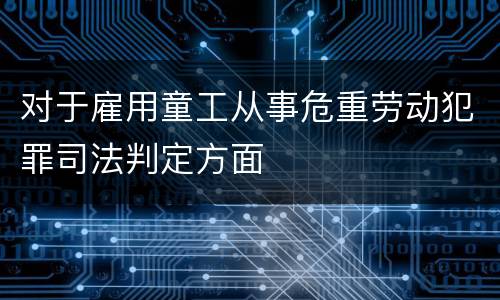 对于雇用童工从事危重劳动犯罪司法判定方面