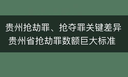 贵州抢劫罪、抢夺罪关键差异 贵州省抢劫罪数额巨大标准