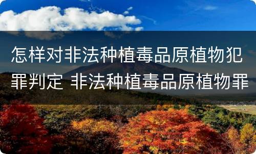 怎样对非法种植毒品原植物犯罪判定 非法种植毒品原植物罪情节严重的三种情形是什么