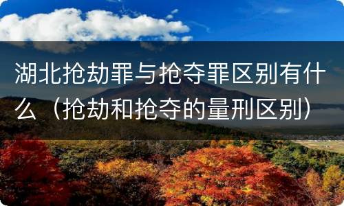 湖北抢劫罪与抢夺罪区别有什么（抢劫和抢夺的量刑区别）
