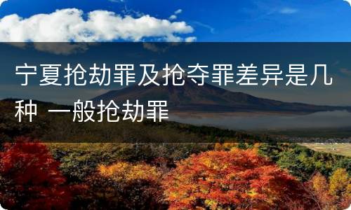 宁夏抢劫罪及抢夺罪差异是几种 一般抢劫罪