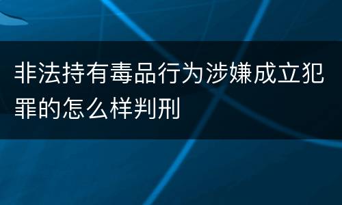 非法持有毒品行为涉嫌成立犯罪的怎么样判刑