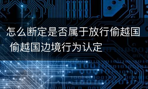 怎么断定是否属于放行偷越国 偷越国边境行为认定