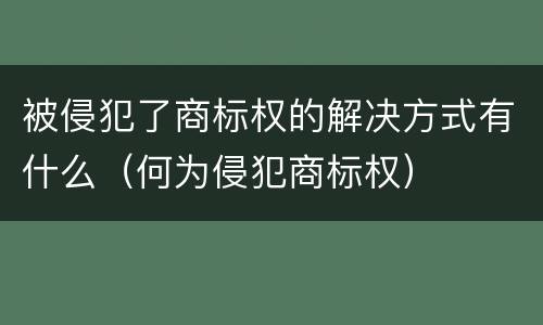 被侵犯了商标权的解决方式有什么（何为侵犯商标权）