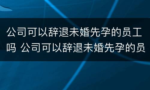 公司可以辞退未婚先孕的员工吗 公司可以辞退未婚先孕的员工吗知乎