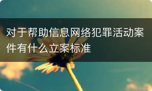 对于帮助信息网络犯罪活动案件有什么立案标准