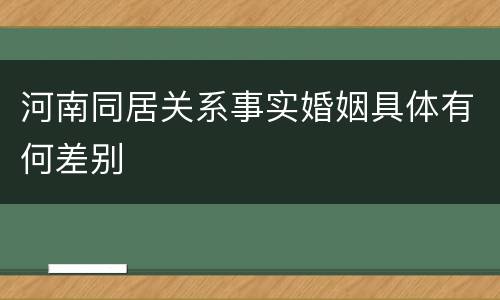 河南同居关系事实婚姻具体有何差别