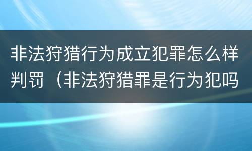 非法狩猎行为成立犯罪怎么样判罚（非法狩猎罪是行为犯吗）