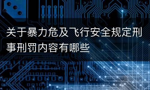 关于暴力危及飞行安全规定刑事刑罚内容有哪些