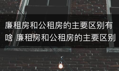 廉租房和公租房的主要区别有啥 廉租房和公租房的主要区别有啥不一样