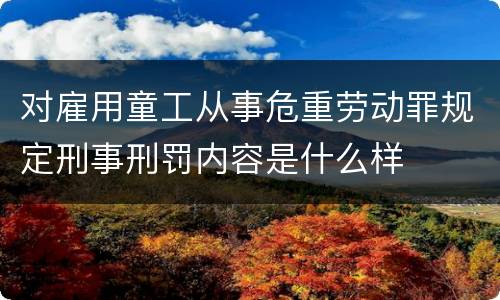 对雇用童工从事危重劳动罪规定刑事刑罚内容是什么样