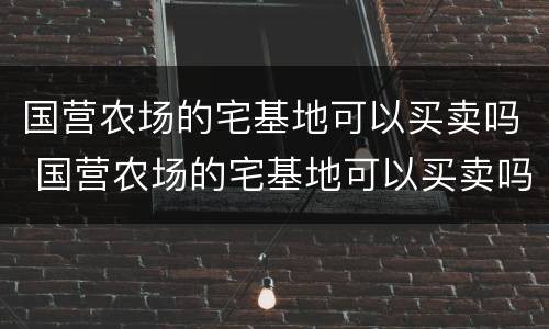 国营农场的宅基地可以买卖吗 国营农场的宅基地可以买卖吗知乎