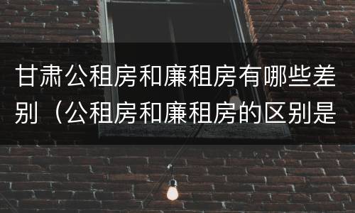 甘肃公租房和廉租房有哪些差别（公租房和廉租房的区别是啥）