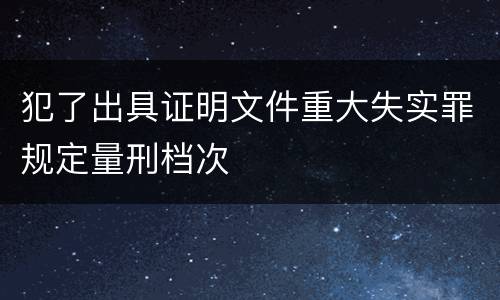 犯了出具证明文件重大失实罪规定量刑档次