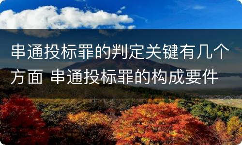 串通投标罪的判定关键有几个方面 串通投标罪的构成要件