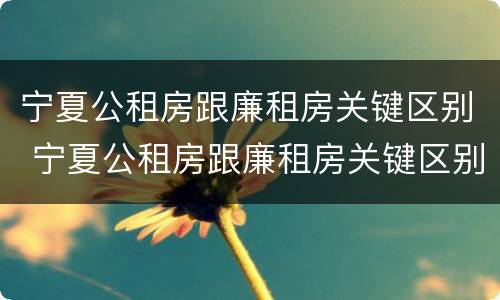 宁夏公租房跟廉租房关键区别 宁夏公租房跟廉租房关键区别在哪