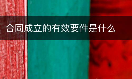 合同成立的有效要件是什么