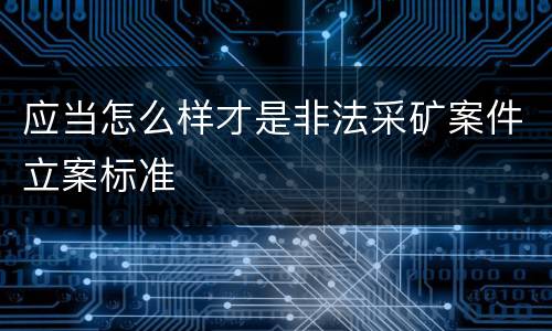 应当怎么样才是非法采矿案件立案标准
