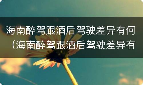 海南醉驾跟酒后驾驶差异有何（海南醉驾跟酒后驾驶差异有何规定）