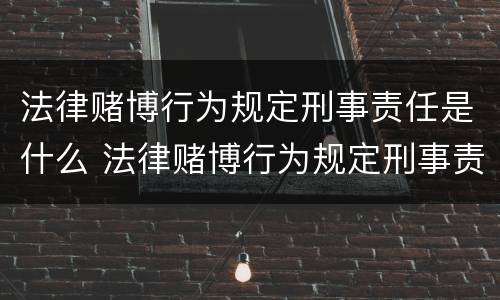 法律赌博行为规定刑事责任是什么 法律赌博行为规定刑事责任是什么