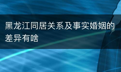 黑龙江同居关系及事实婚姻的差异有啥