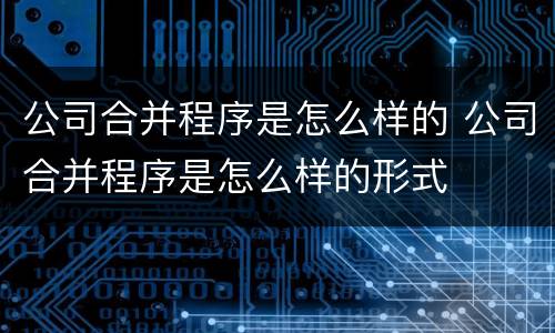 公司合并程序是怎么样的 公司合并程序是怎么样的形式