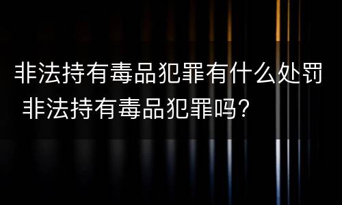 非法持有毒品犯罪有什么处罚 非法持有毒品犯罪吗?