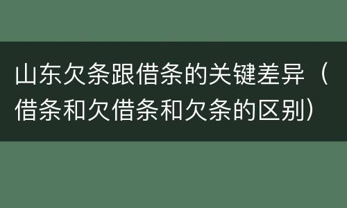 山东欠条跟借条的关键差异（借条和欠借条和欠条的区别）