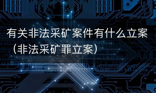 有关非法采矿案件有什么立案（非法采矿罪立案）