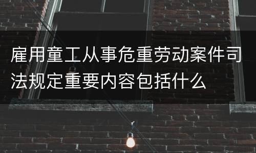 雇用童工从事危重劳动案件司法规定重要内容包括什么