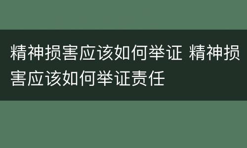 精神损害应该如何举证 精神损害应该如何举证责任