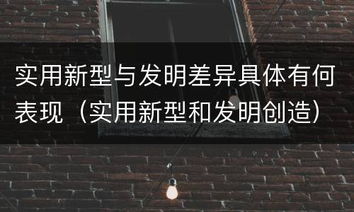 实用新型与发明差异具体有何表现（实用新型和发明创造）