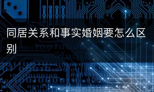 同居关系和事实婚姻要怎么区别