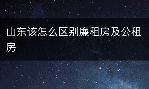 山东该怎么区别廉租房及公租房