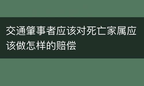交通肇事者应该对死亡家属应该做怎样的赔偿
